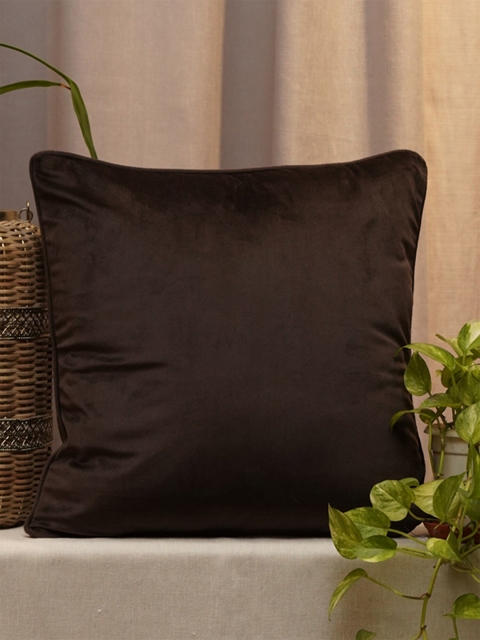 

ZEBA Brown Solid Velvet Square Cushion Covers
