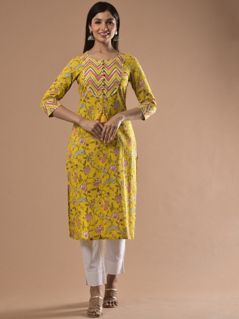 

Swasti Women Yellow Floral Kurta