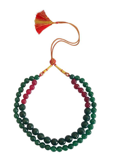 

RICH AND FAMOUS Red & Green Agate & Quartz Layered Quartz Necklace