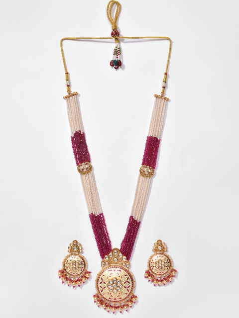 

SOHI Gold-Plated Red & White Beaded Jewellery Set