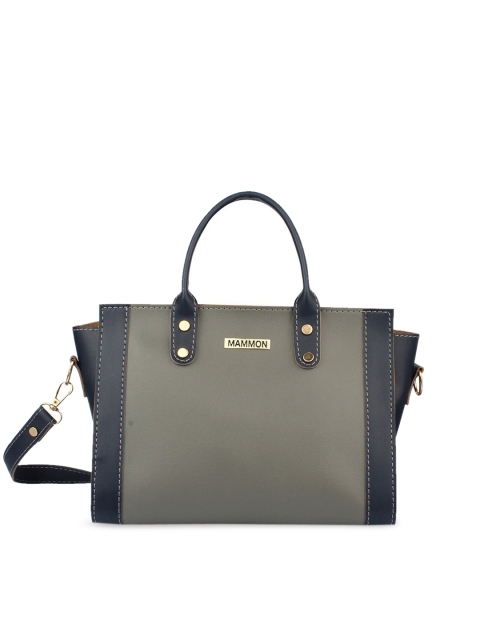

MAMMON Grey Colourblocked Structured Handheld Bag