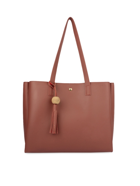 

MAMMON Pink PU Structured Shoulder Bag with Tasselled