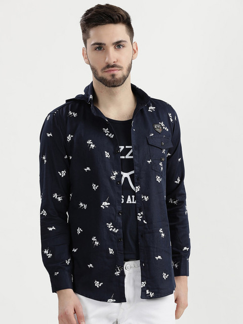 

V2 Value & Variety Men Navy Blue Printed Casual Shirt