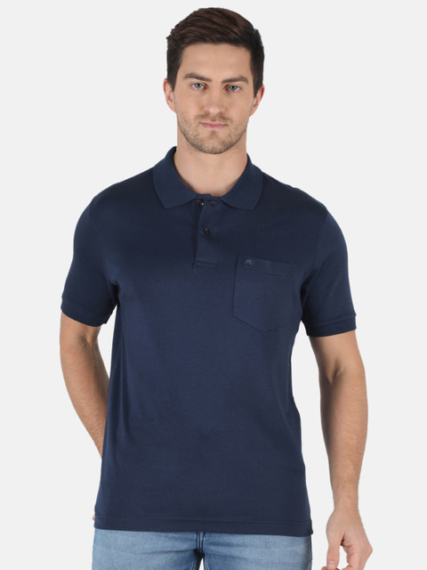 

Monte Carlo Men Navy Blue Polo Collar Pockets Cotton T-shirt