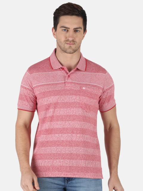 

Monte Carlo Men Red & White Striped Polo Collar T-shirt