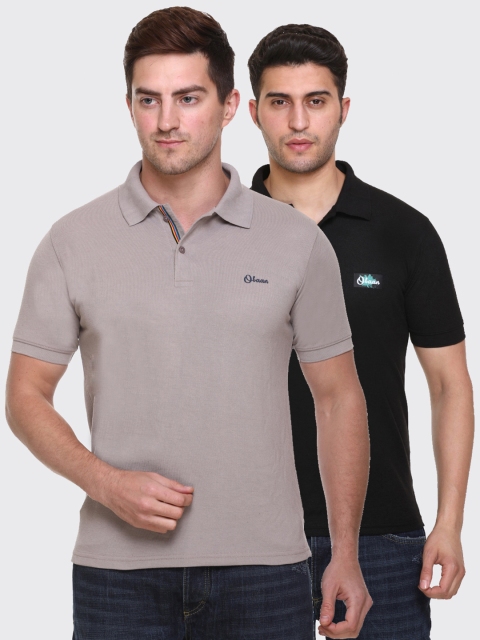 

Obaan Men Grey & Black Pack Of 2 Polo Collar T-shirt