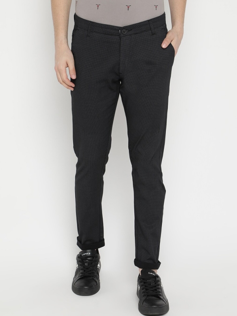 

V2 Value & Variety Men Black Solid Cotton Regular-Fit Trousers