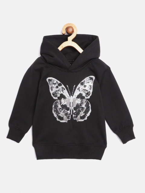 

GOJI Girls Black Sequin Embellished Hooded Sweatshirt