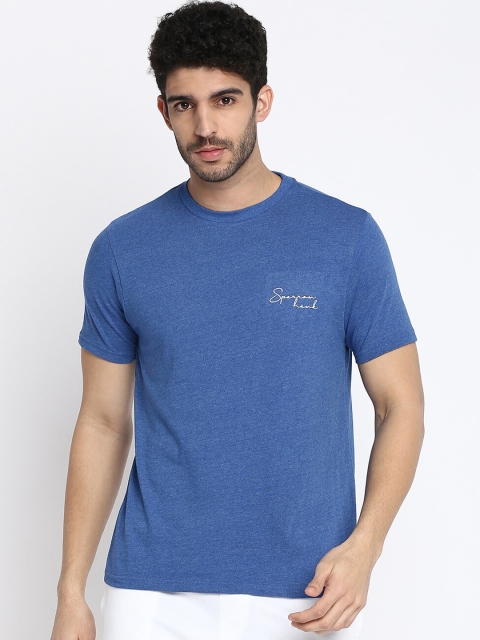 

SPARROWHAWK Men Blue Solid Cotton Lounge T-Shirt