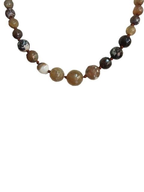 

RICH AND FAMOUS Multicoloured Banded Quartz Agate Beaded Necklace, Multi