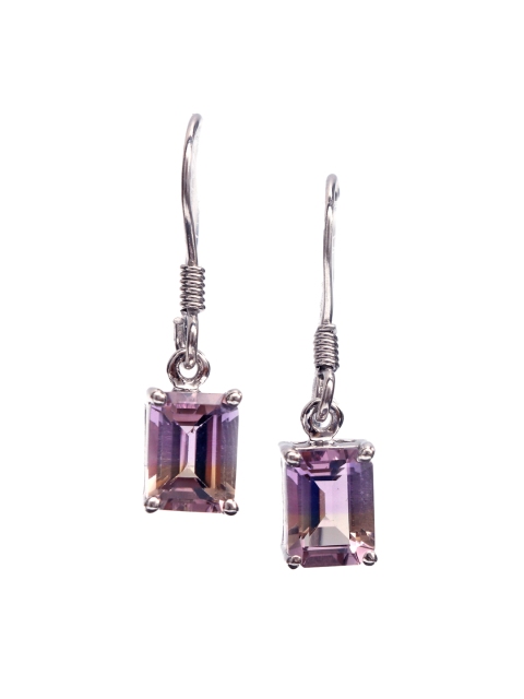 

HIFLYER JEWELS Purple Rhodium-Plated Contemporary Drop Earrings