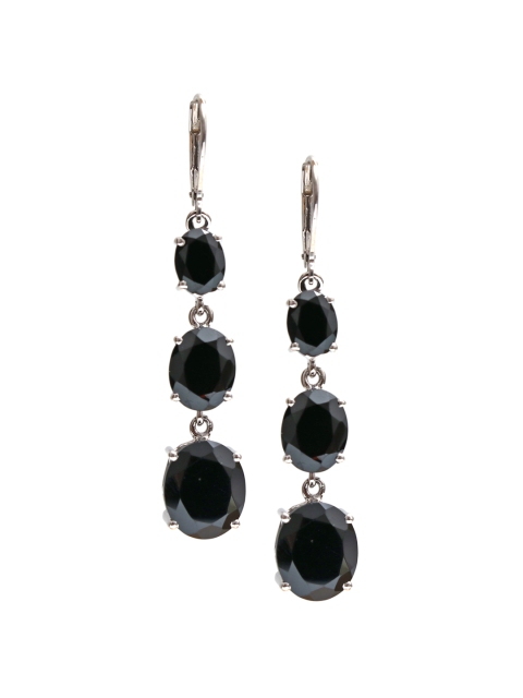 

HIFLYER JEWELS Black Rhodium-Plated Contemporary Drop Earrings