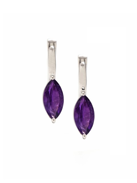 

HIFLYER JEWELS Purple 925 Sterling Silver Amethyst Stone Studded Drop Earring