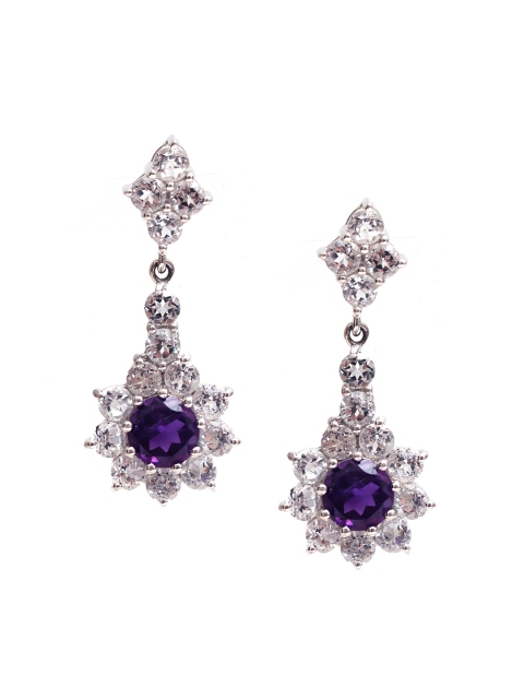 

HIFLYER JEWELS Women Silver-Toned & Purple Contemporary Drop Earrings