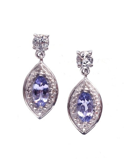 

HIFLYER JEWELS 925 Sterling Silver Blue Tanzanite Gemstone Drop Earrings