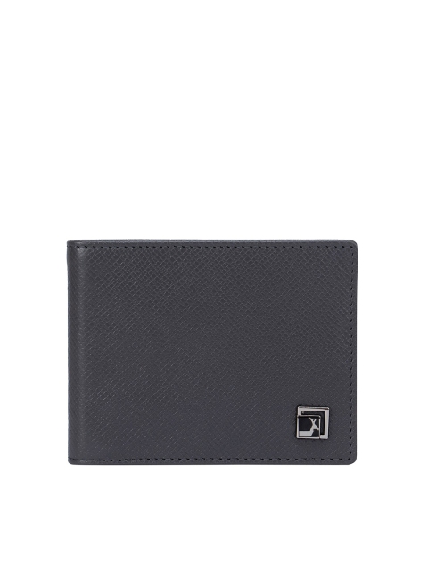 

Da Milano Men Charcoal Grey Textured Leather Money Clip