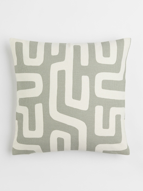 

H&M Green & White Patterned Cotton Cushion Cover