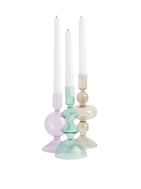 

H&M Beige Tall Glass Candlestick