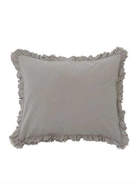 

H&M Grey & Beige Solid Frill-Trimmed Pillowcase