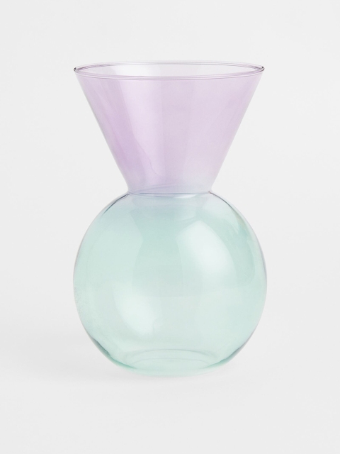 

H&M Green & Purple Geometric Glass Vase