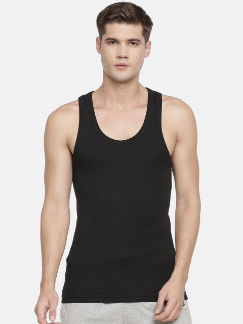 

Macroman M-Series Men Black Solid Pure Cotton Tank Vests