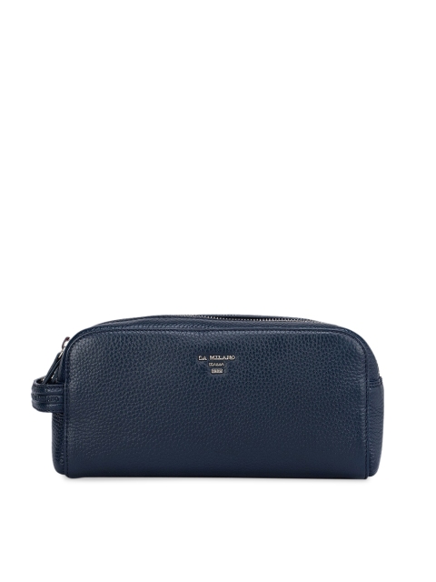 

Da Milano Navy Blue Leather Travel Pouch