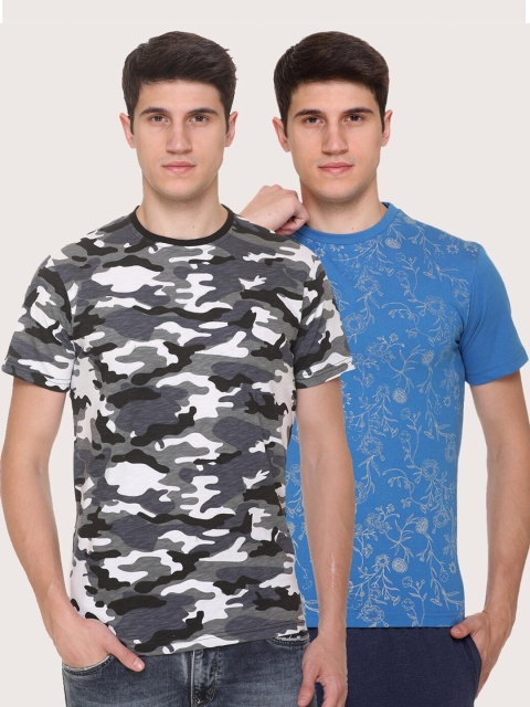 

Obaan Men Black Camouflage 2 Printed Pockets T-shirt