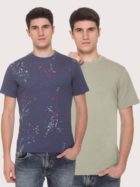

Obaan Men Blue 2 Printed Pockets T-shirt