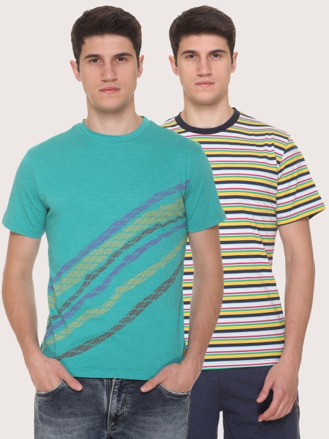 

Obaan Men Green 2 Striped Pockets T-shirt