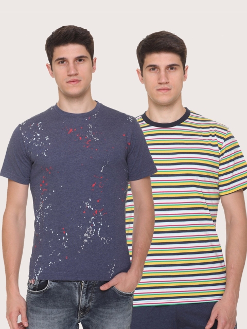 

Obaan Men Blue 2 Striped Pockets T-shirt
