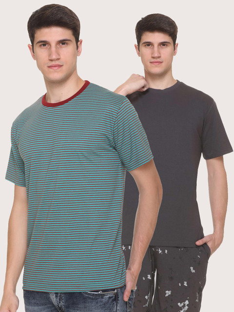 

Obaan Men Multicoloured 2 Striped Pockets T-shirt, Multi