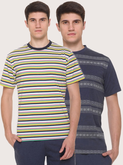 

Obaan Men Multicoloured 2 Striped Pockets T-shirt, Multi