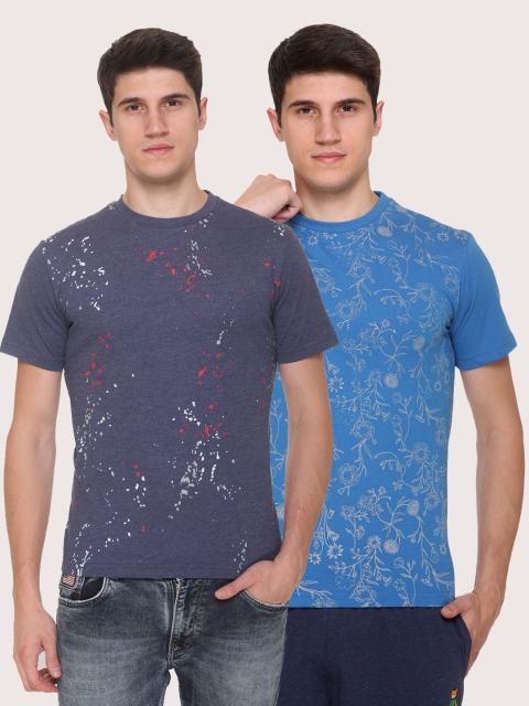 

Obaan Men Blue 2 Printed Pockets T-shirt
