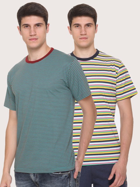 

Obaan Men Multicoloured 2 Striped Pockets T-shirt, Multi
