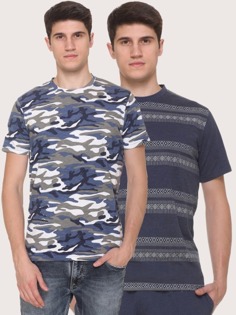 

Obaan Men Blue 2 Printed Pockets T-shirt