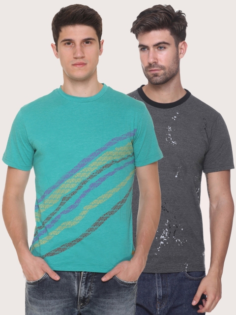 

Obaan Men Green 2 Striped Pockets T-shirt