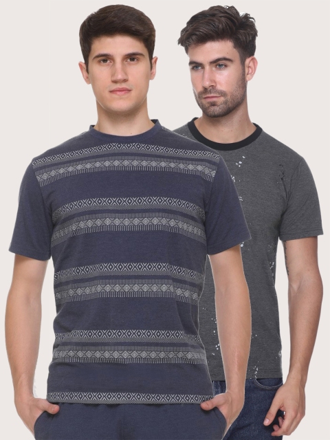 

Obaan Men Blue 2 Striped Pockets T-shirt