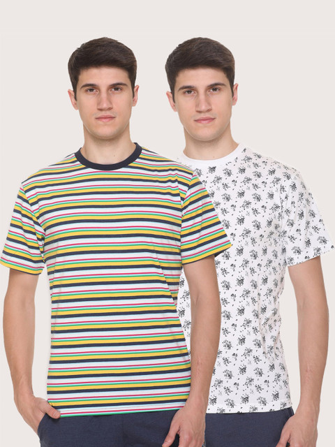 

Obaan Men Multicoloured 2 Striped Pockets T-shirt, Multi