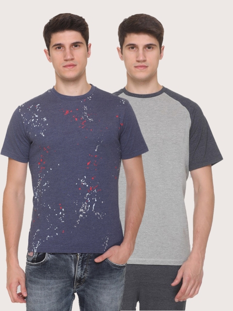 

Obaan Men Blue 2 Printed Pockets T-shirt
