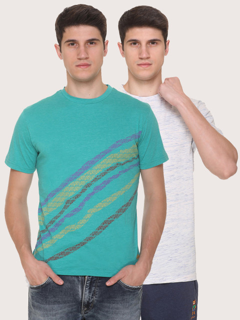 

Obaan Men Green 2 Striped Pockets T-shirt