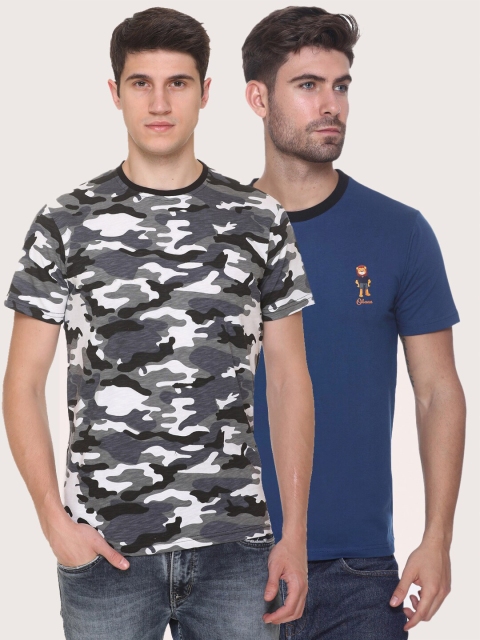 

Obaan Men Black Camouflage 2 Printed Pockets T-shirt