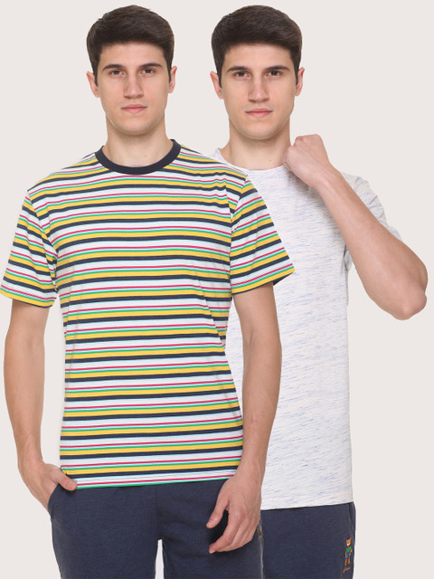 

Obaan Men Multicoloured 2 Striped Pockets T-shirt, Multi