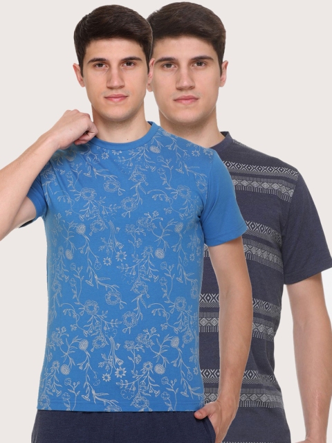

Obaan Men Blue 2 Printed Pockets T-shirt