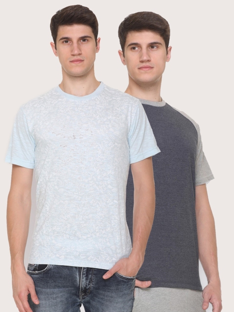 

Obaan Men Blue 2 Henley Neck Pockets T-shirt