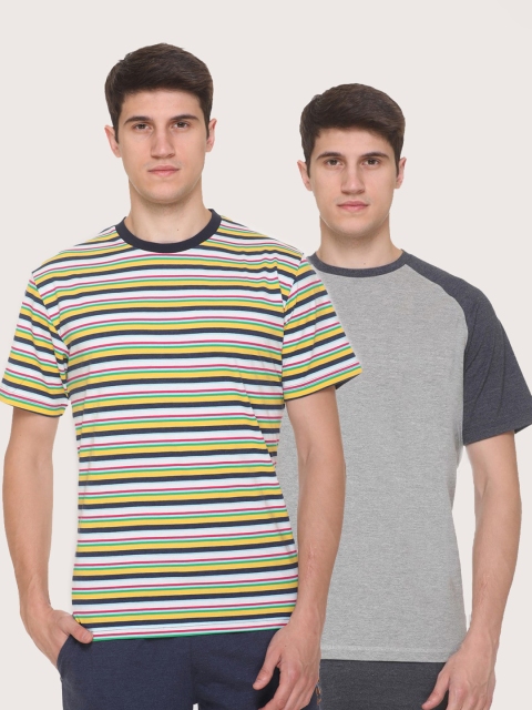 

Obaan Men Multicoloured 2 Striped Pockets T-shirt, Multi
