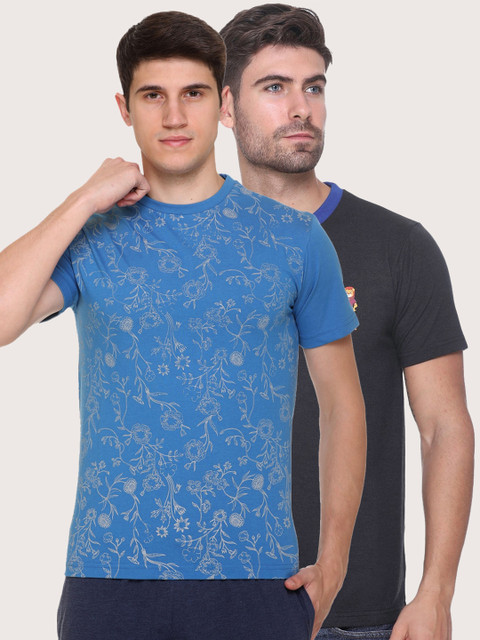 

Obaan Men Blue 2 Printed Pockets T-shirt
