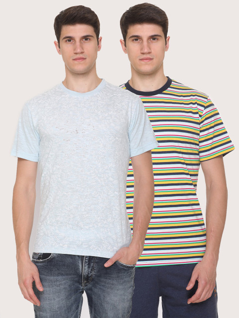 

Obaan Men Blue 2 Striped Pockets T-shirt