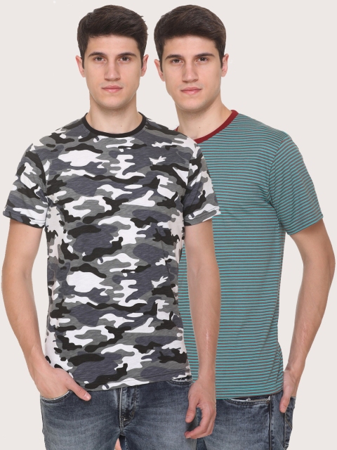 

Obaan Men Black Camouflage 2 Printed Pockets T-shirt