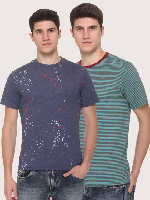 

Obaan Men Blue 2 Striped Pockets T-shirt