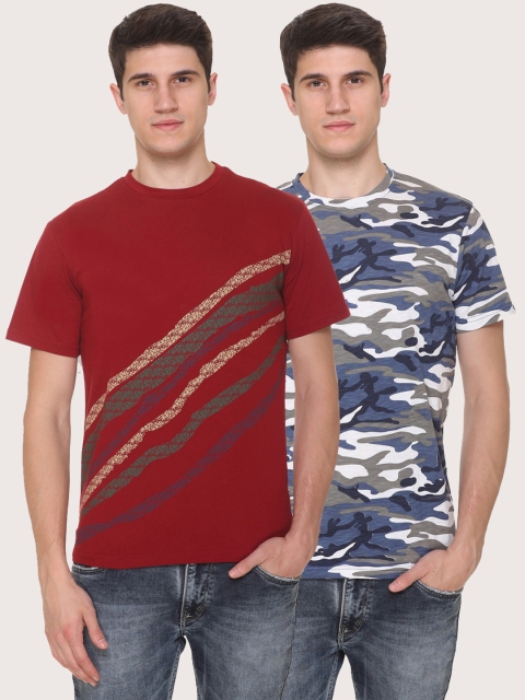 

Obaan Men Maroon 2 Printed Pockets T-shirt